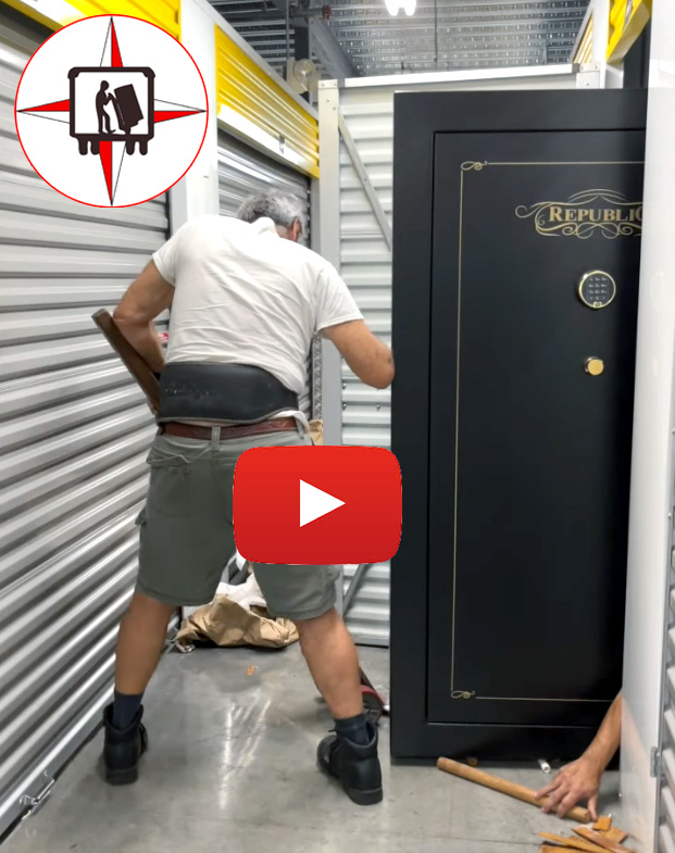 PULLING A 1,000 POUND GUN SAFE FROM A TIGHT STORAGE UNIT FOR RELOCATION